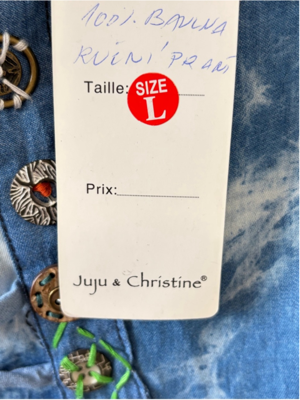 JUJU & CHRISTINE Patchwork Boho Denim Dress size L - Picture 7 of 12